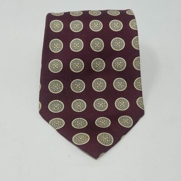 Other - Keys &amp; Lockwood New York Burgundy Geometric Medallion Pure Silk Tie